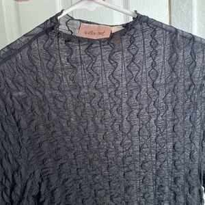 Willow-root Fitted Mesh Black Long sleeve top